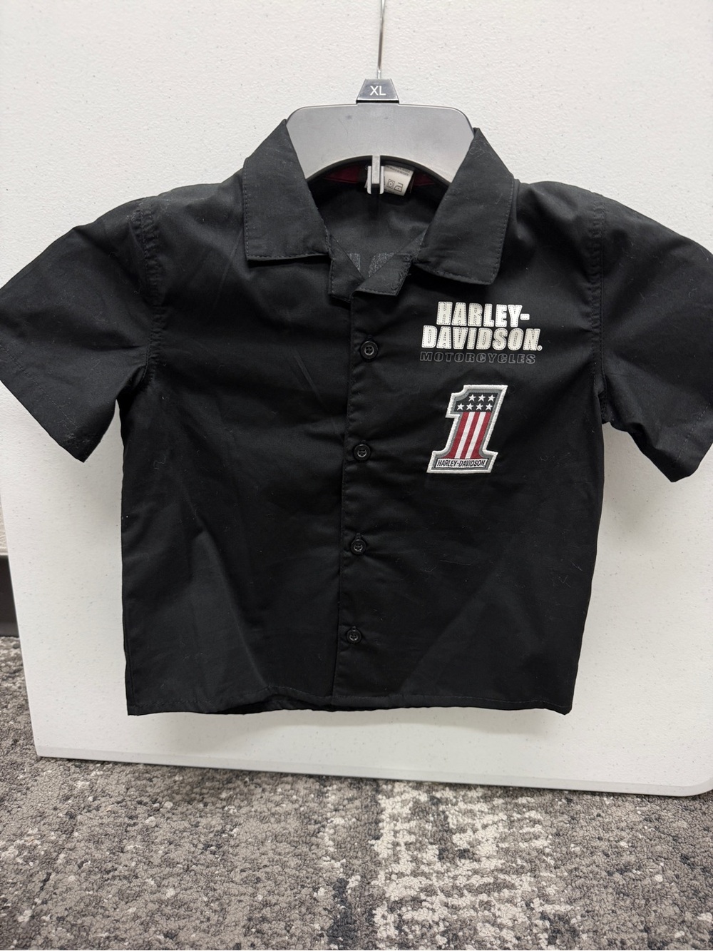 Harley-Davidson Black Kids Short Sleeve Button-Front Shirt 3T Like new!